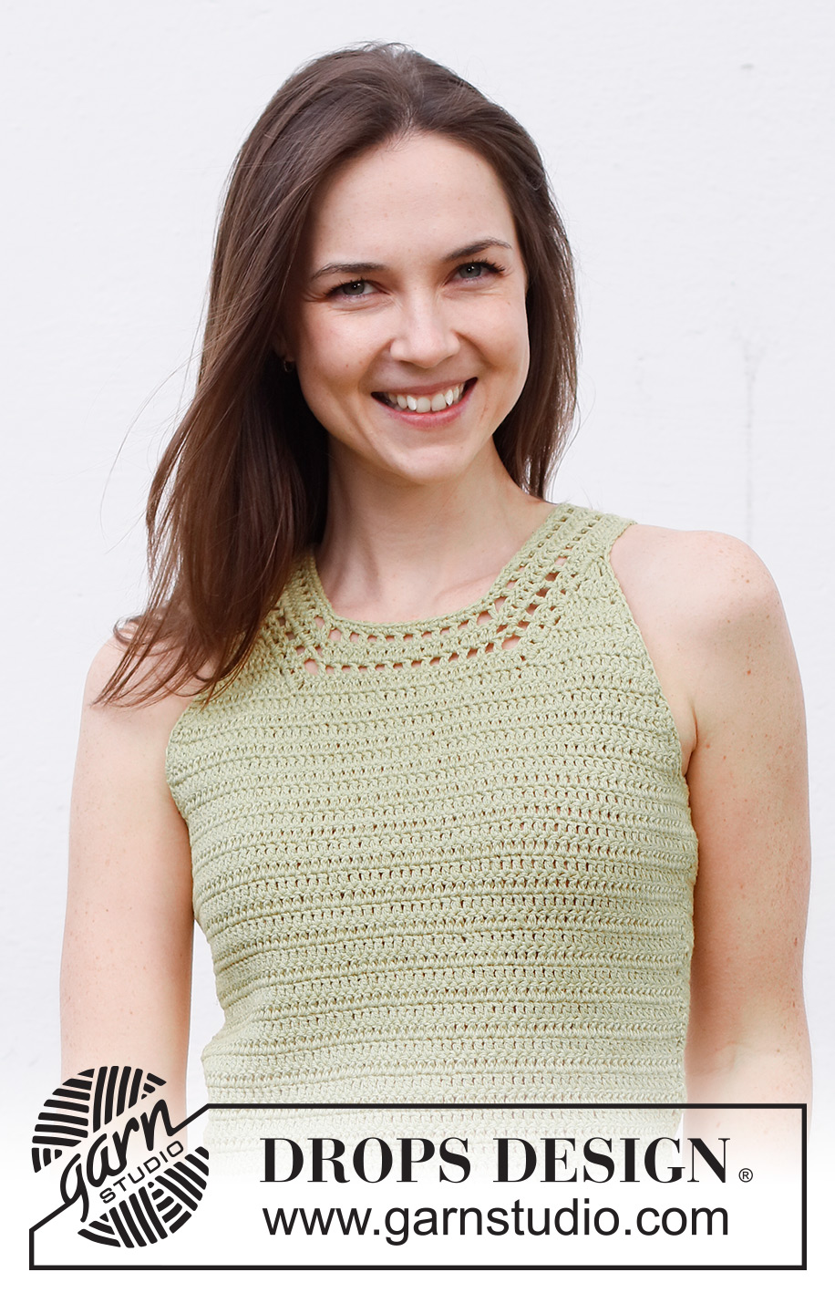Green Glade Top / DROPS 230-42 - Heklet topp i DROPS Belle. Arbeidet hekles nedenfra og opp. Størrelse S - XXXL.