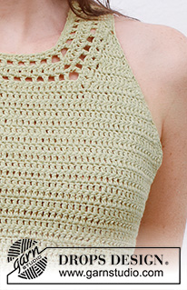 Green Glade Top / DROPS 230-42 - Heklet topp i DROPS Belle. Arbeidet hekles nedenfra og opp. Størrelse S - XXXL.