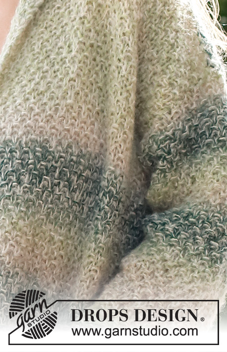 Forest Whispers / DROPS 230-45 - Stickad kofta i DROPS Delight och DROPS Brushed Alpaca Silk. Arbetet stickas nedifrån och upp med moss-stickning, sjalkrage, fickor och sprund i sidorna.
Storlek S - XXXL.

