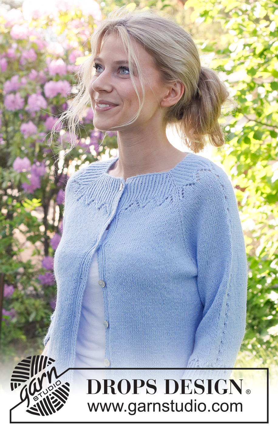 Lost in the Sky Cardigan / DROPS 230-47 - DROPS Alpaca lõngast ülevalt alla kootud pitsmustriga ja kolmveerand raglaan varrukatega kardigan suurustele S kuni XXXL