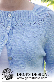 Lost in the Sky Cardigan / DROPS 230-47 - DROPS Alpaca lõngast ülevalt alla kootud pitsmustriga ja kolmveerand raglaan varrukatega kardigan suurustele S kuni XXXL