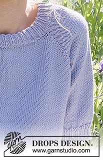 April Awakens / DROPS 230-53 - Top na drutach, przerabiany od góry do dołu z reglanowymi rękawami i krótkim rękawem, z włóczki DROPS Muskat. Od S do XXXL.