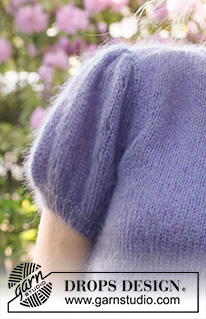 Violet Meadow / DROPS 230-55 - Stickad tröja / t -shirt i 2 trådar DROPS Kid-Silk. Arbetet stickas nedifrån och upp, i slätstickning med korta puffärmar. Storlek S - XXXL.