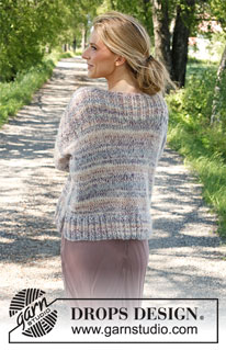 Colorful Walk / DROPS 231-11 - Strikket bluse i DROPS Fabel og DROPS Brushed Alpaca Silk. Arbejdet strikkes nedenfra og op med kanter i rib. Størrelse XS - XXL.