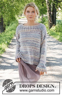 Colorful Walk / DROPS 231-11 - Strikket bluse i DROPS Fabel og DROPS Brushed Alpaca Silk. Arbejdet strikkes nedenfra og op med kanter i rib. Størrelse XS - XXL.