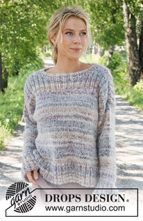 Colorful Walk / DROPS 231-11 - Strikket bluse i DROPS Fabel og DROPS Brushed Alpaca Silk. Arbejdet strikkes nedenfra og op med kanter i rib. Størrelse XS - XXL.