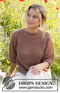Nougat Dreams / DROPS 231-12 - Knitted jumper in 2 strands of DROPS Kid-Silk. The piece is worked top down with raglan and ¾-length sleeves. Sizes S - XXXL.