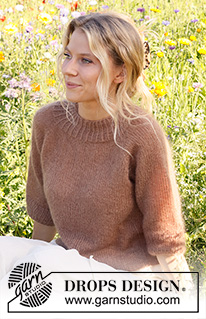 Nougat Dreams / DROPS 231-12 - Knitted jumper in 2 strands of DROPS Kid-Silk. The piece is worked top down with raglan and ¾-length sleeves. Sizes S - XXXL.