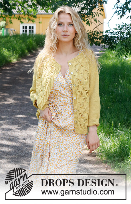 Queen Bee Cardigan / DROPS 231-15 - Knitted jacket in DROPS BabyMerino. The piece is worked top down, with raglan and lace pattern. Sizes S - XXXL