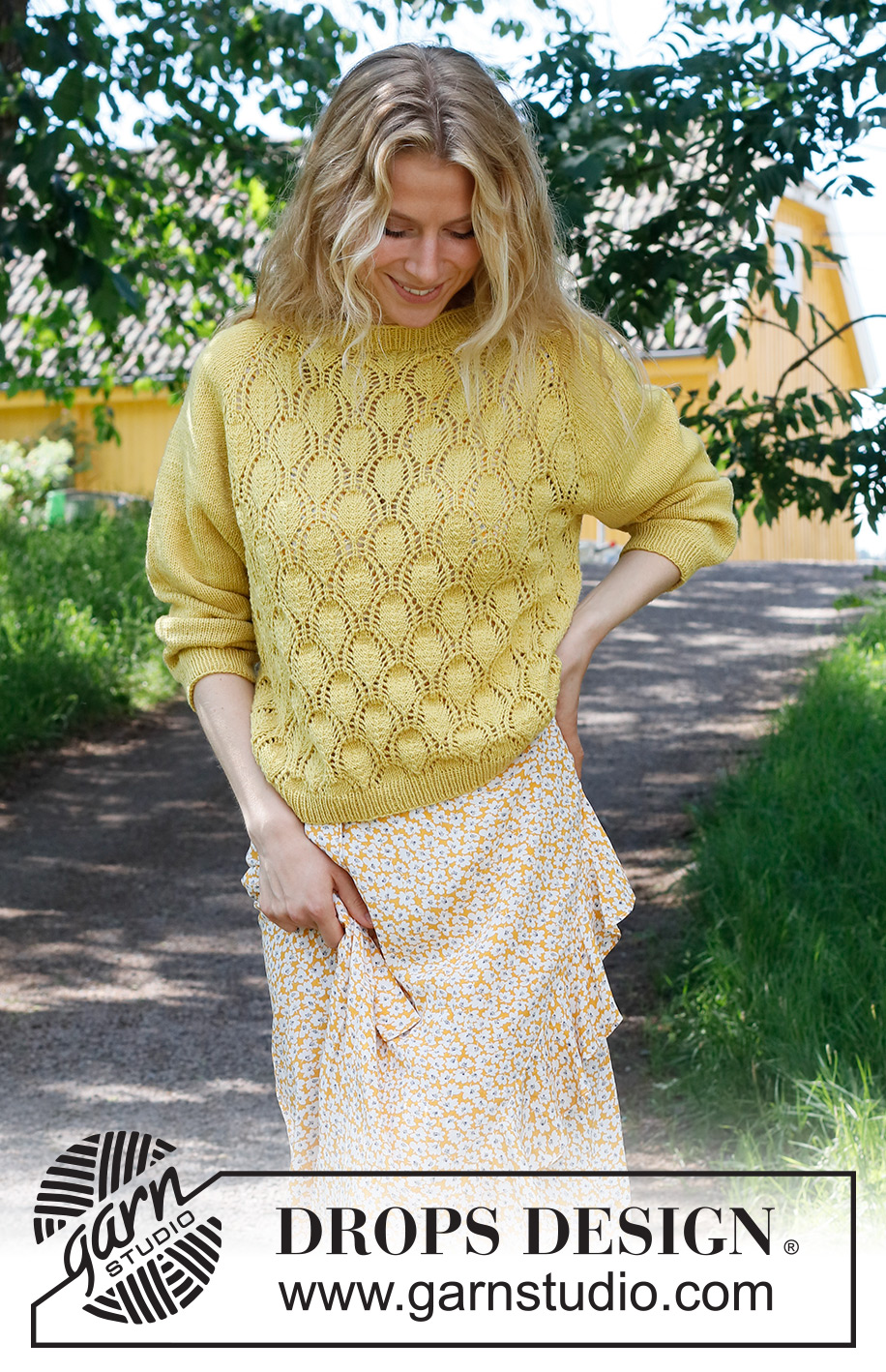 Queen Bee / DROPS 231-16 - Sweter na drutach, przerabiany od góry do dołu, z reglanowymi rękawami i ściegiem ażurowym, z włóczki DROPS BabyMerino. Od S do XXXL
