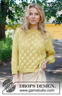 Queen Bee / DROPS 231-16 - Sweter na drutach, przerabiany od góry do dołu, z reglanowymi rękawami i ściegiem ażurowym, z włóczki DROPS BabyMerino. Od S do XXXL