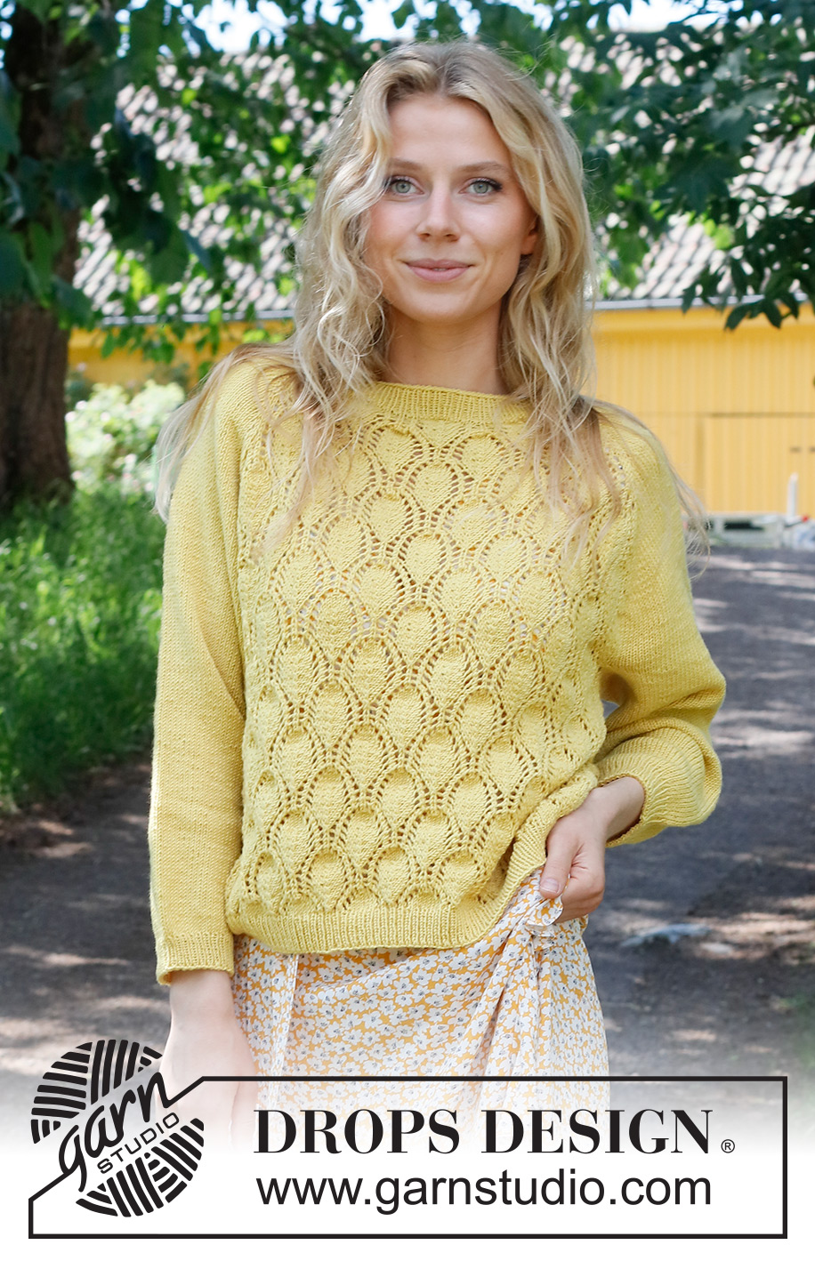 Queen Bee / DROPS 231-16 - Sweter na drutach, przerabiany od góry do dołu, z reglanowymi rękawami i ściegiem ażurowym, z włóczki DROPS BabyMerino. Od S do XXXL