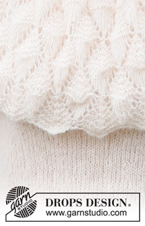 Big Sur Sweater / DROPS 231-17 - Stickad tröja i DROPS Brushed Alpaca Silk. Arbetet stickas nedinfrån och upp med runt ok, hålmönster och krage. Storlek S - XXXL.