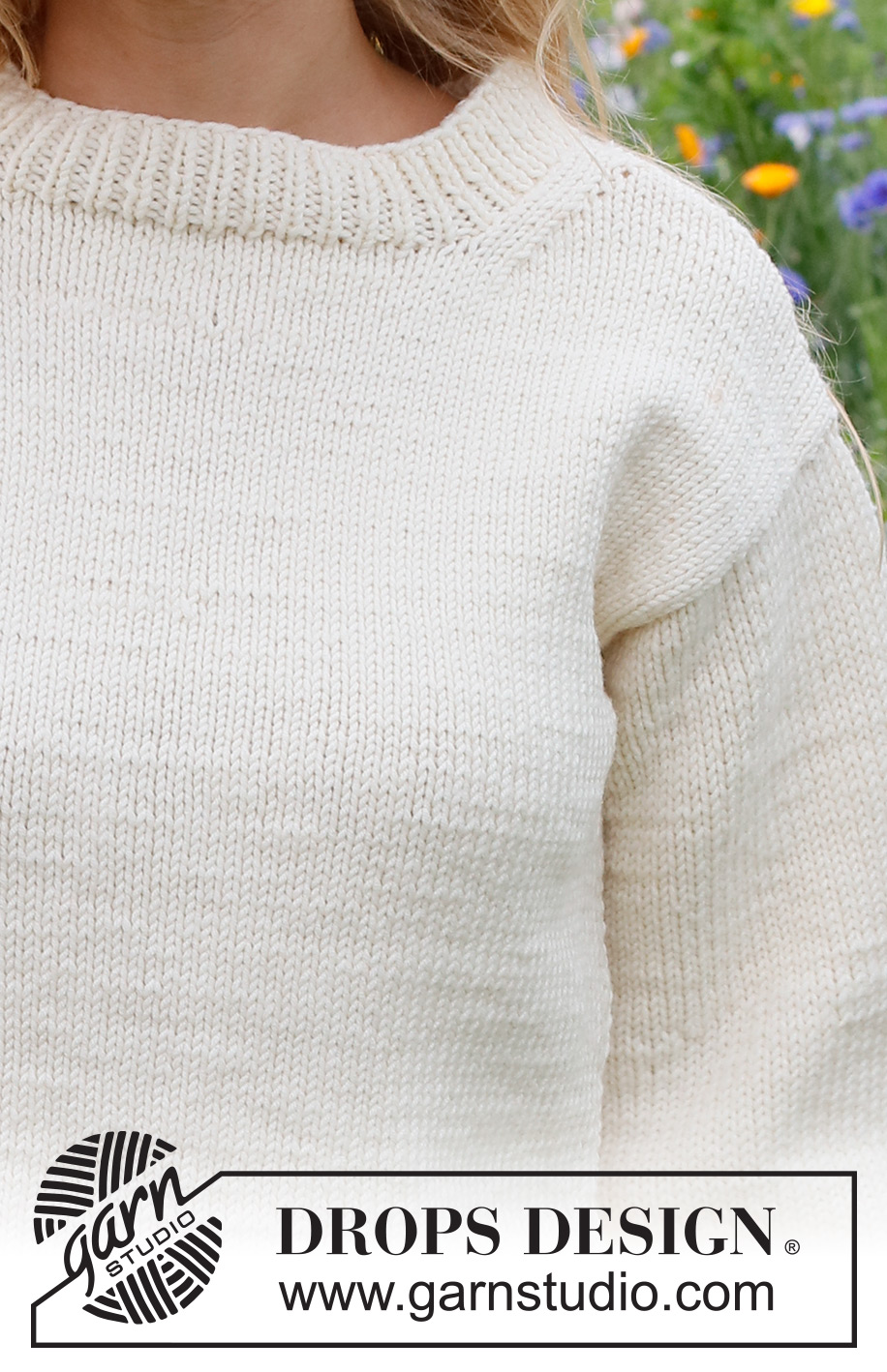 Prairie Rose Sweater / DROPS 231-19 - Pulovr s postranními rozparky pletený zdola nahoru z příze DROPS Big Merino. Velikost S - XXXL.
