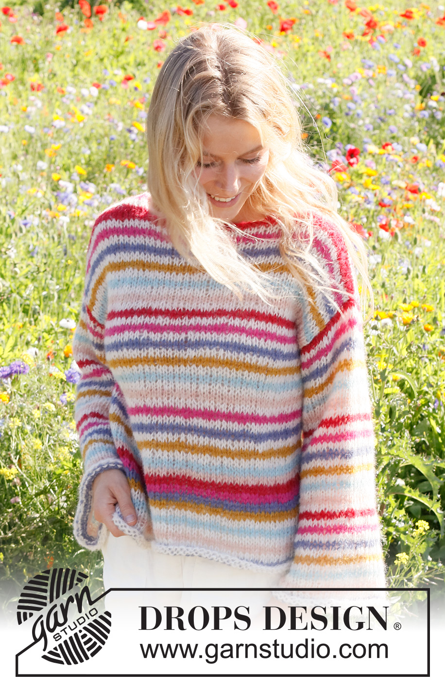 Candy Stripes / DROPS 231-2 - Stickad basic tröja i 2 trådar DROPS Brushed Alpaca Silk. Arbetet stickas nedifrån och upp i ränder. Storlek XS - XXL.