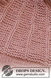 Old Pink Road / DROPS 231-23 - Strikket bluse i DROPS Merino Extra Fine. Arbejdet strikkes oppefra og ned med ¾ lange ærmer, rundt bærestykke og retstrik på bærestykket. Størrelse S-XXXL.