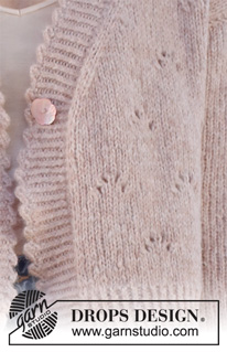 Sweetness Imprint / DROPS 231-27 - Knitted jacket in DROPS Air. The piece is worked bottom up, with lace pattern and picot-edges. Sizes S - XXXL.