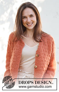 Maggie's Bricks Cardigan / DROPS 231-29 - Knitted jacket in 2 strands DROPS Brushed Alpaca Silk or 1 strand DROPS Wish. The piece is worked bottom up, with pattern and split in the sides. Sizes S - XXXL.