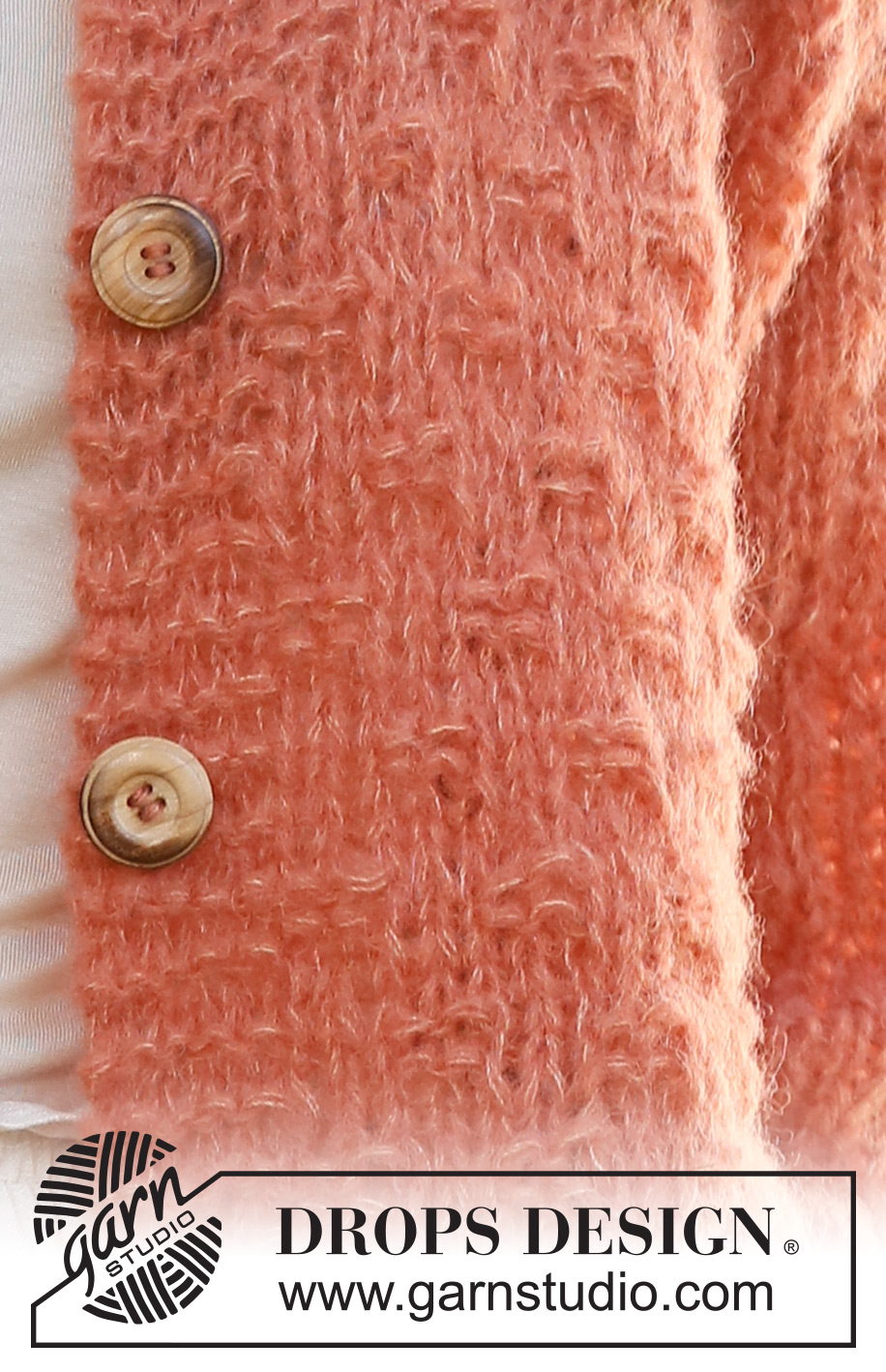 Maggie's Bricks Cardigan / DROPS 231-29 - Knitted jacket in 2 strands DROPS Brushed Alpaca Silk or 1 strand DROPS Wish. The piece is worked bottom up, with pattern and split in the sides. Sizes S - XXXL.