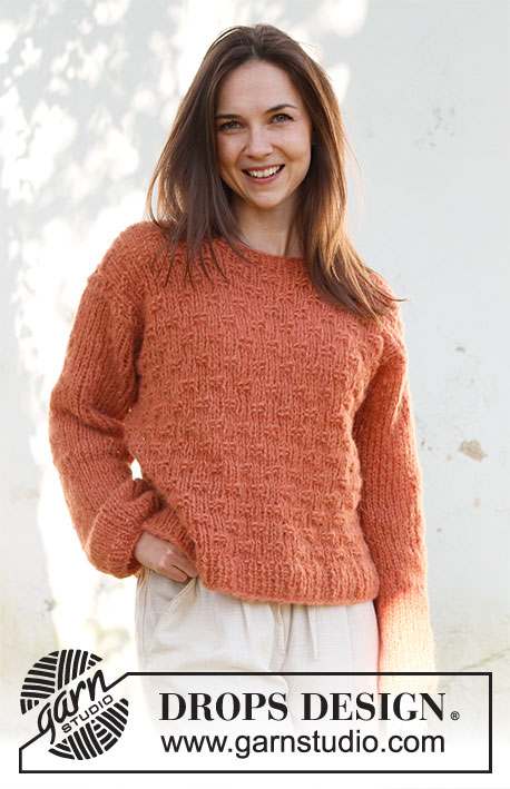 Maggie's Bricks / DROPS 231-30 - Pulovr pletený zdola nahoru dvojitou přízí DROPS Brushed Alpaca Silk nebo jednoduchou přízí DROPS Wish. Velikost S - XXXL.