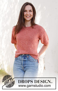 Cranberry Smoothie / DROPS 231-32 - Knitted top /T-shirt in DROPS Sky. The piece is worked bottom up with short sleeves. Sizes S - XXXL.