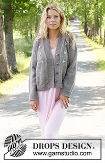 Shy Daisy Cardigan / DROPS 231-33 - Strikket jakke i DROPS Merino Extra Fine. Arbeidet strikkes nedenfra og opp i glattstrikk og broderte blomster. Størrelse S - XXXL.