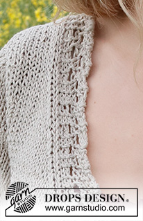 Wild and Free / DROPS 231-35 - Knitted jumper in DROPS Bomull-Lin or DROPS Paris. The piece is worked bottom up, in stocking stitch with laced-edges and V-neck. Sizes S - XXXL.