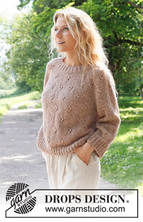 Sommarfin Sweater / DROPS 231-36 - Knitted jumper in DROPS Air. Piece is knitted top down with round yoke and lace pattern. Size: S - XXXL