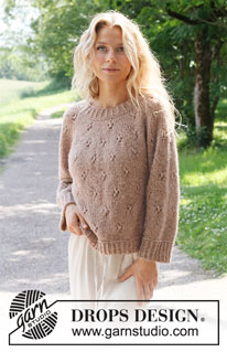 Sommarfin Sweater / DROPS 231-36 - Knitted jumper in DROPS Air. Piece is knitted top down with round yoke and lace pattern. Size: S - XXXL