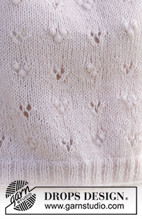 Heart Catcher / DROPS 231-4 - Knitted jumper in DROPS Flora and DROPS Kid-Silk. The piece is worked bottom up, with lace pattern and bobbles. Sizes S - XXXL.
