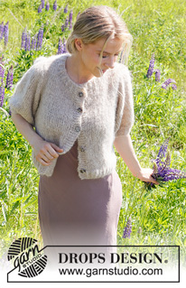 Days to Remember Cardigan / DROPS 231-40 - Knitted jacket in DROPS Melody. The piece is worked with stocking stitch, short, puffed sleeves and vents in the sides. Sizes S - XXXL.
