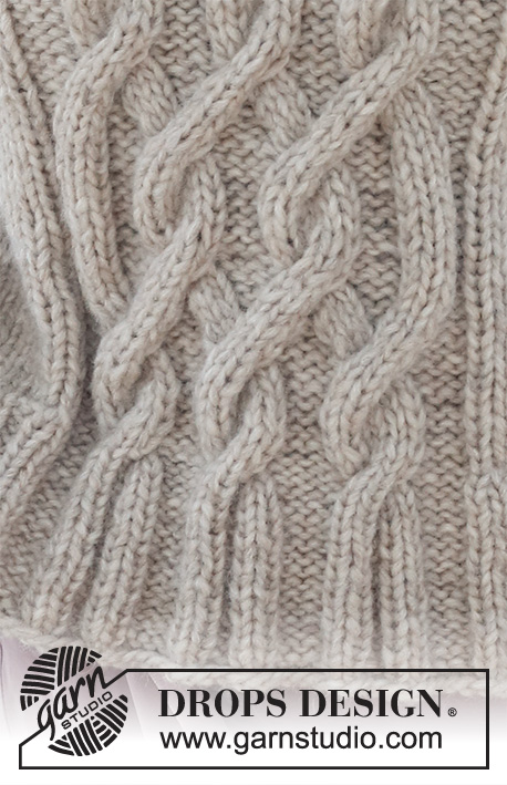 Countryside Road / DROPS 231-52 - Knitted jumper in DROPS Wish. Piece is knitted bottom up with cables. Size: S - XXXL