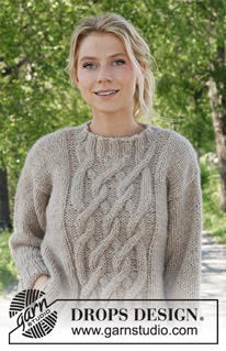 Countryside Road / DROPS 231-52 - Knitted jumper in DROPS Wish. Piece is knitted bottom up with cables. Size: S - XXXL