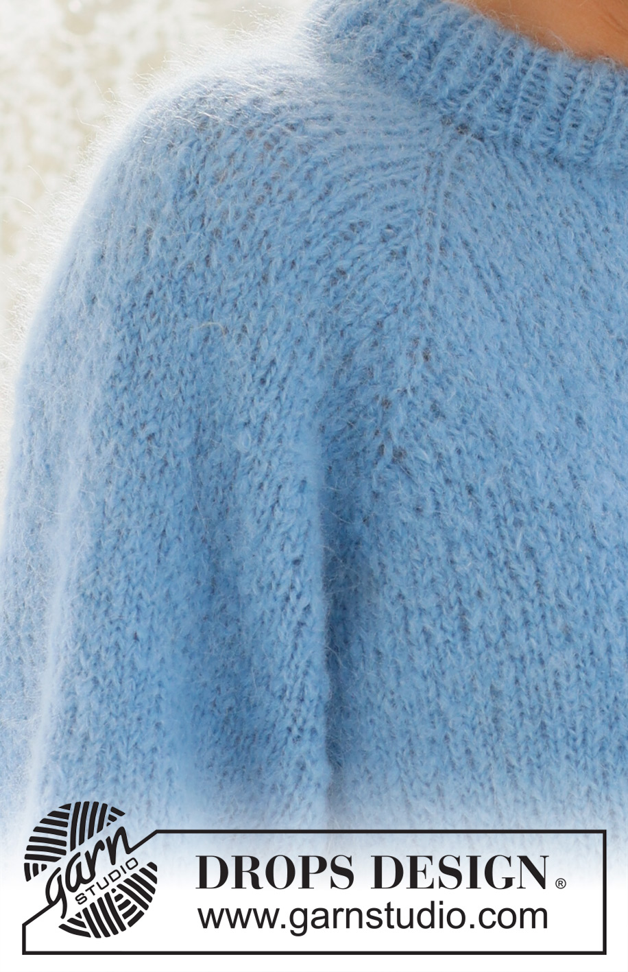 Blueberry Cream Sweater / DROPS 231-57 - Strikket genser i DROPS Melody. Arbeidet strikkes ovenfra og ned med dobbel halskant og raglan. Størrelse S - XXXL.