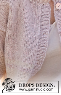 Dream in Rose Cardigan / DROPS 232-14 - Stickad kofta i DROPS Air. Arbetet stickas nedifrån och upp med ränder, slätstickning och ¾ långa ärmar. Storlek S - XXXL.
