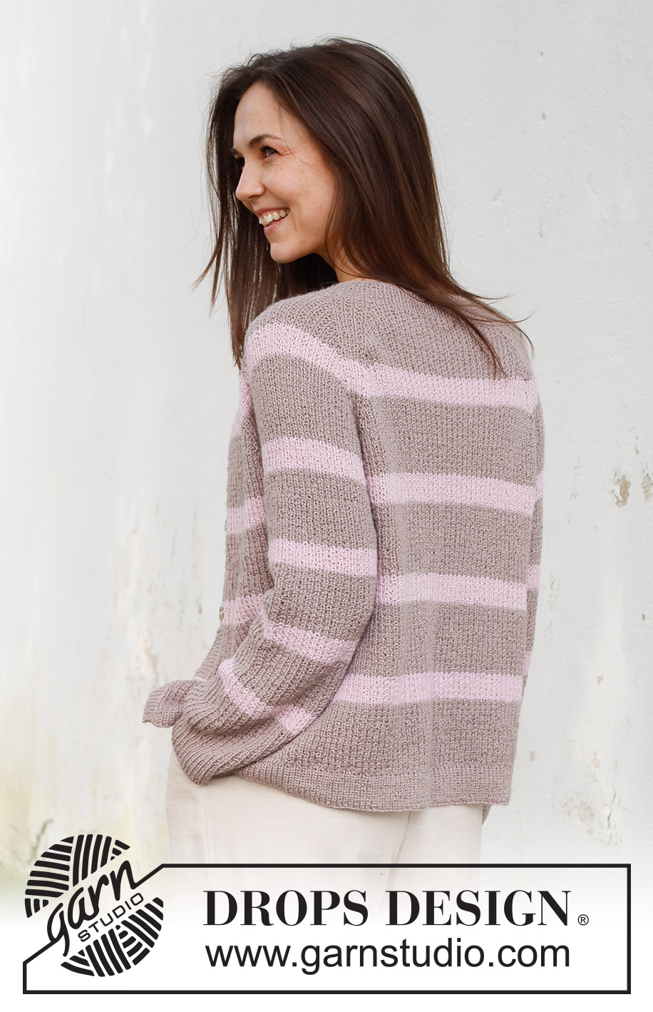 Desert Mirage Cardigan / DROPS 232-15 - Gilet tricoté de haut en bas avec emmanchures raglan, point de sable et rayures, en DROPS Nord. Du S au XXXL