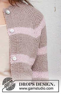 Desert Mirage Cardigan / DROPS 232-15 - Gilet tricoté de haut en bas avec emmanchures raglan, point de sable et rayures, en DROPS Nord. Du S au XXXL