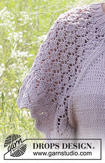 Race the Wind Jacket / DROPS 232-17 - Strikket cardigan i DROPS Muskat. Arbejdet strikkes nedefra og op med raglan, hulmønster og korte ærmer. Størrelse S – XXXL.