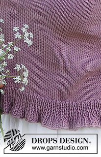 Plum Perfect / DROPS 232-20 - Knitted top in DROPS Muskat. The piece is worked bottom up in stockinette stitch with a flounce-edge. Sizes S - XXXL.