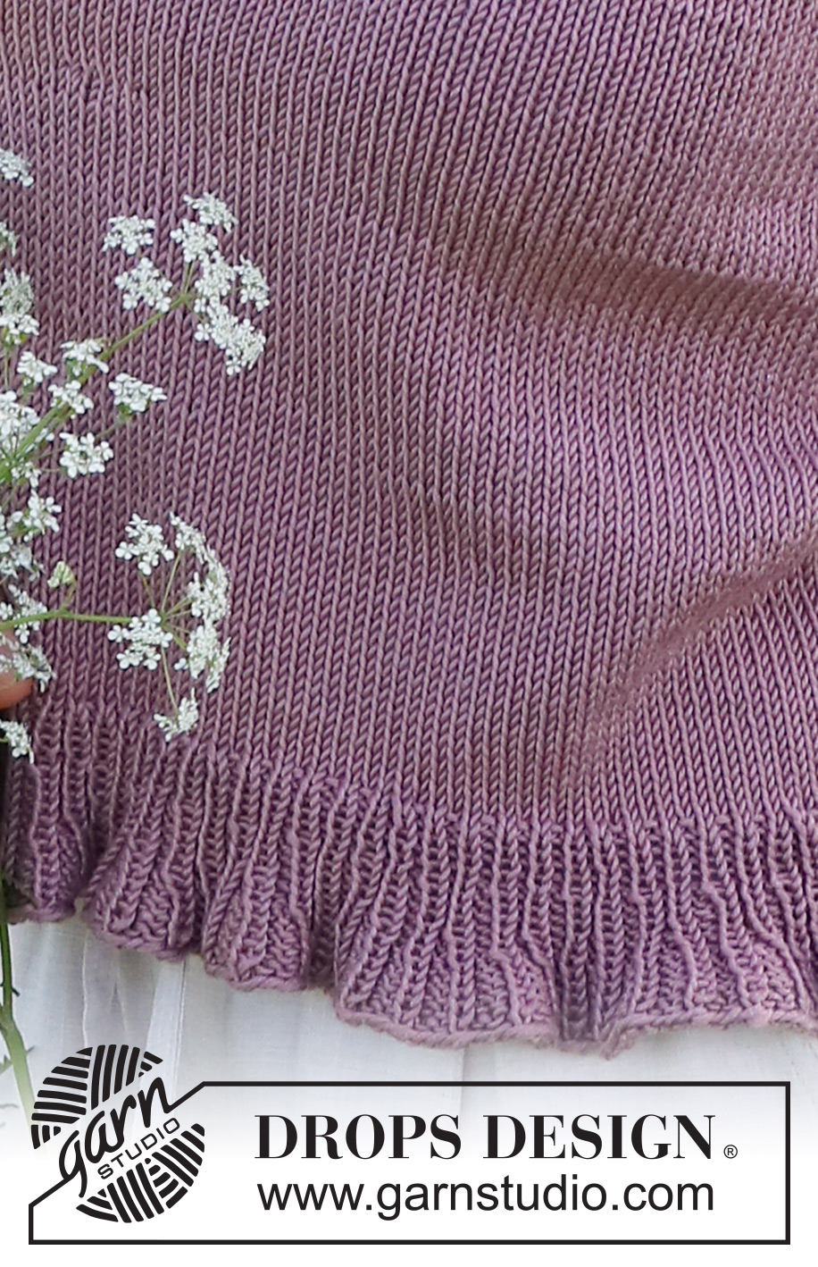 Plum Perfect / DROPS 232-20 - Knitted top in DROPS Muskat. The piece is worked bottom up in stockinette stitch with a flounce-edge. Sizes S - XXXL.