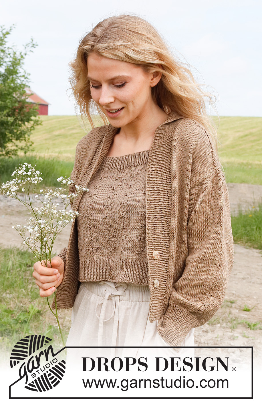 Midsummer's Night / DROPS 232-23 - Gebreid vest in DROPS Cotton Light. Het werk wordt gebreid van onder naar boven met reliëfpatroon. Maat: S - XXXL