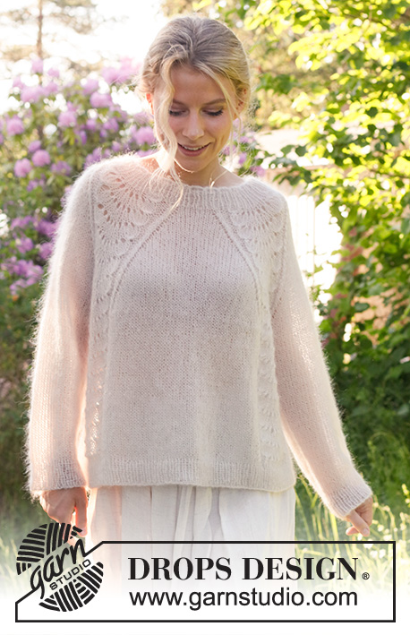 Wave Romance / DROPS 232-3 - Knitted jumper in 2 strands DROPS Kid-Silk. The piece is worked top down with raglan and wave-pattern. Sizes S - XXXL.
