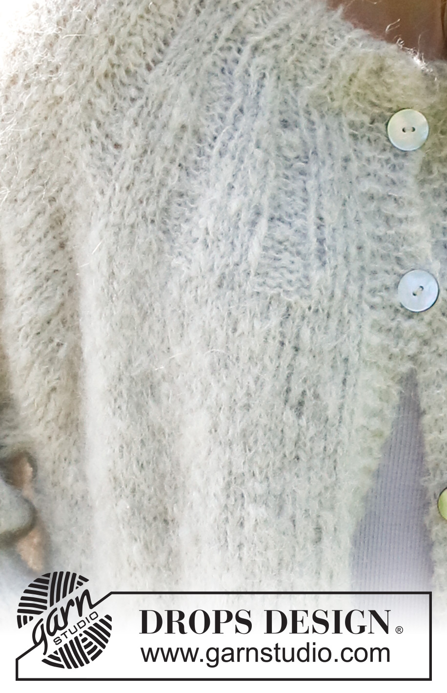 Falling Fog Cardigan / DROPS 232-30 - Knitted jacket in DROPS Melody. The piece is worked top down with round yoke, double neck and pockets. Sizes XS - XXL.
