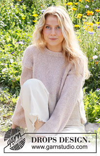 Dusky Rose / DROPS 232-34 - Strikket bluse i DROPS Air. Arbejdet strikkes nedefra og op med striber og glatstrik. Størrelse S - XXXL.