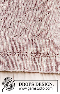 Open Windows / DROPS 232-43 - Knitted jumper in DROPS Belle or DROPS Daisy. Piece is knitted top down in stocking stitch with saddle shoulders and bobbles. Size: S - XXXL