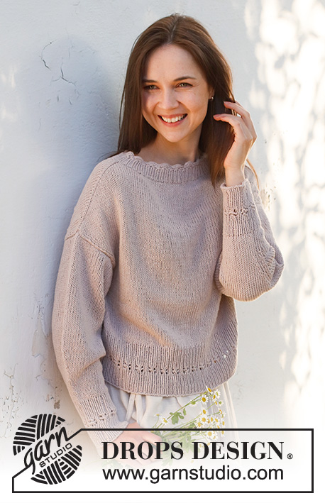 Sweet History / DROPS 232-44 - Knitted sweater in DROPS Belle. Piece is knitted top down in stockinette stitch with saddle shoulders. Size: S - XXXL