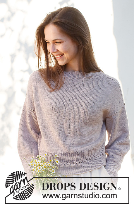Sweet History / DROPS 232-44 - Knitted sweater in DROPS Belle. Piece is knitted top down in stockinette stitch with saddle shoulders. Size: S - XXXL