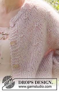 Misty Rose Cardigan / DROPS 232-5 - Knitted jacket in 4 strands DROPS Kid-Silk. The piece is worked top down, with round yoke and balloon sleeves. Sizes S - XXXL.