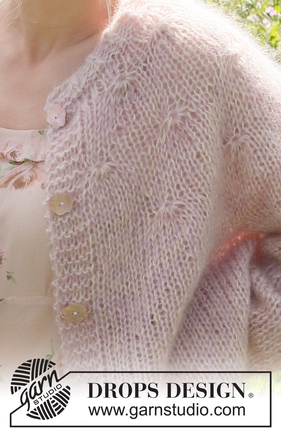 Misty Rose Cardigan / DROPS 232-5 - Knitted jacket in 4 strands DROPS Kid-Silk. The piece is worked top down, with round yoke and balloon sleeves. Sizes S - XXXL.