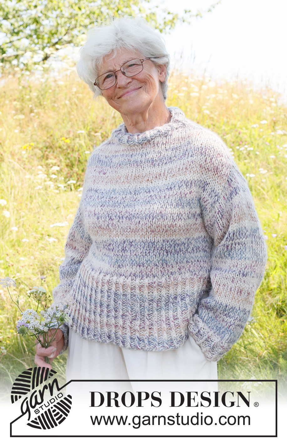 Dawn Mist / DROPS 232-50 - Knitted jumper in DROPS Fabel and DROPS Air. The piece is worked top down with increases on shoulders and stocking stitch. Sizes S - XXXL.